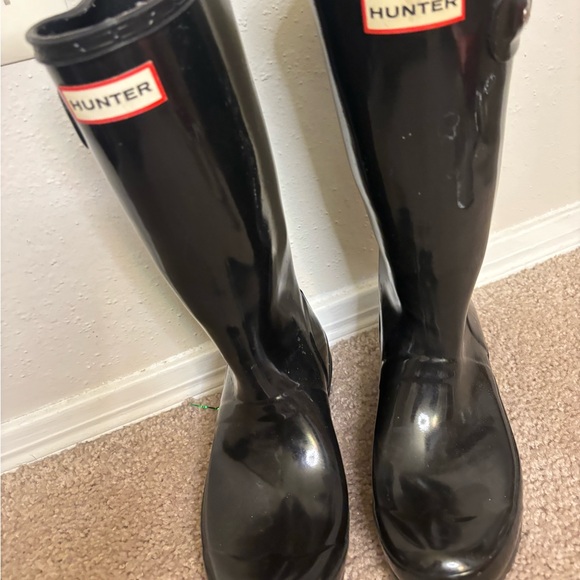 Hunter Glossy Black Tall Boots - Picture 2 of 2